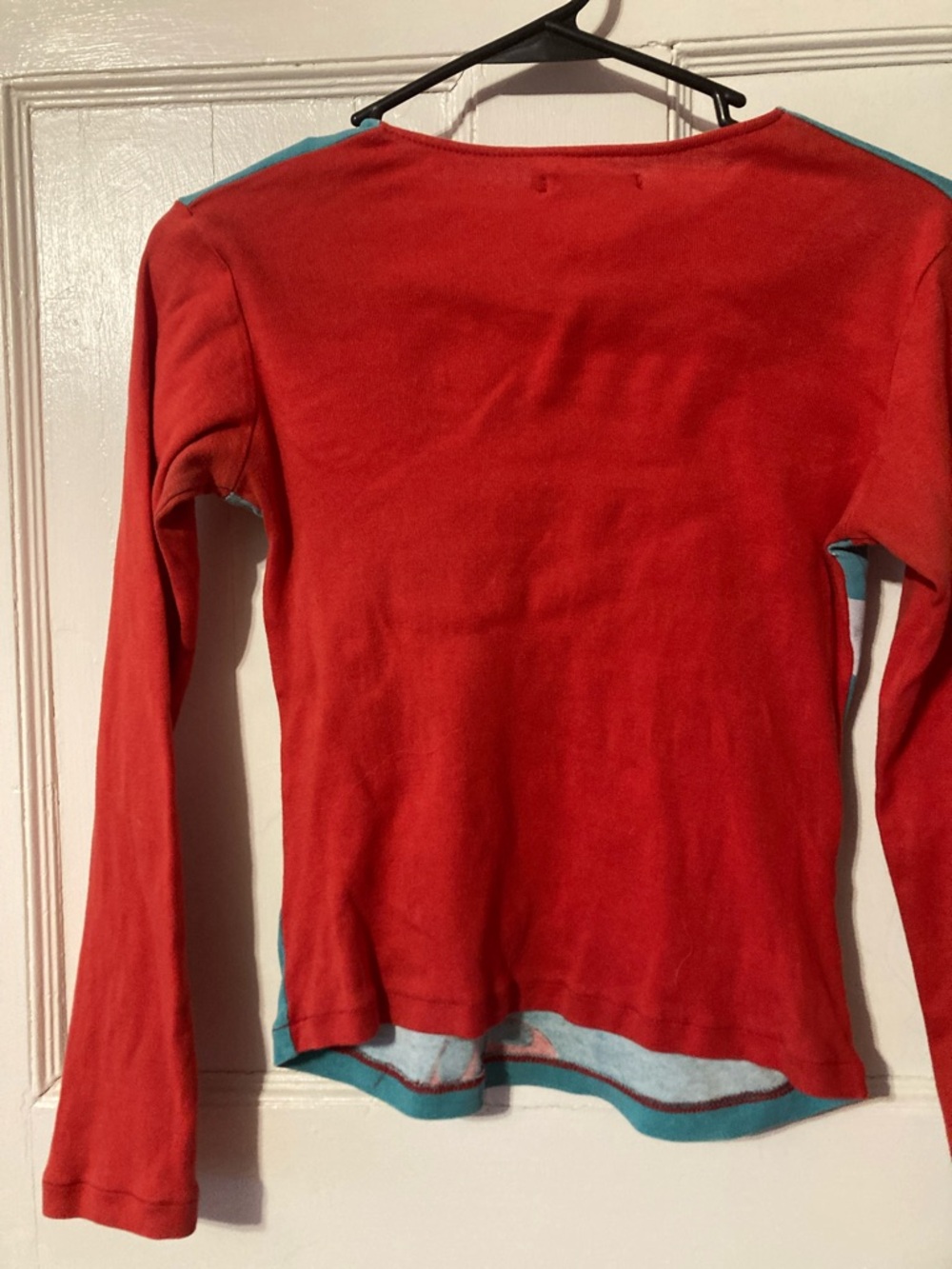 Women's Long-Sleeve Graphic Tee - Teal & Red - Picture 2 of 6